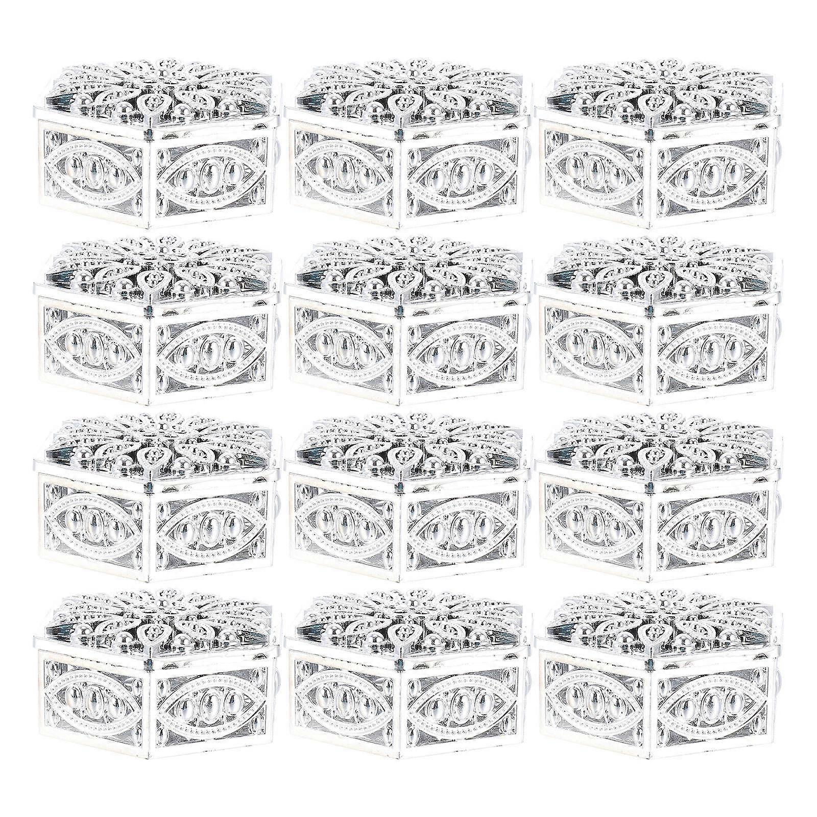 Party Candy Container for Storage 24Pcs Silver Wedding Favor Boxes