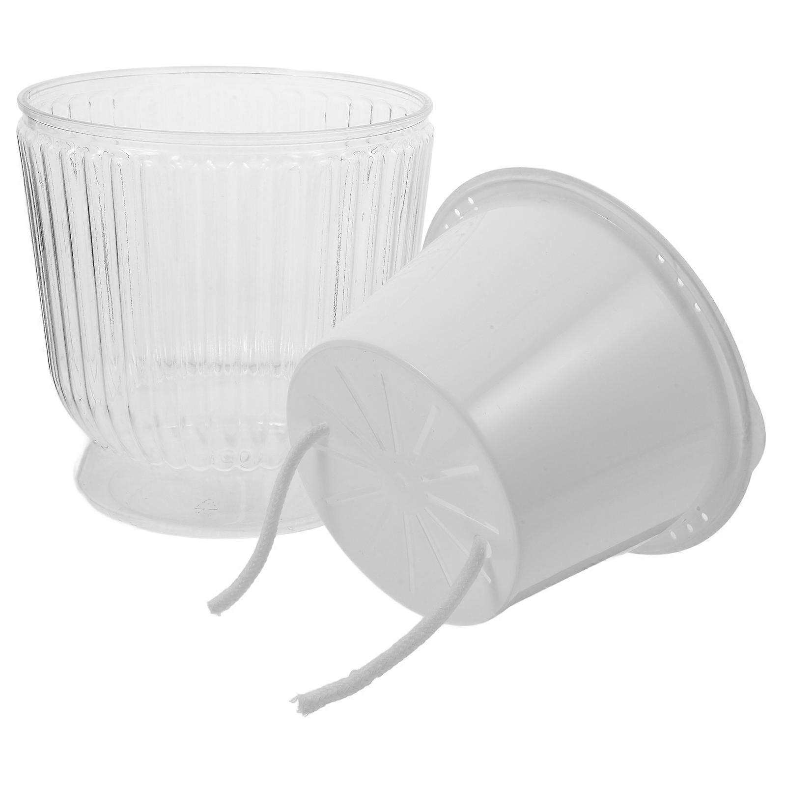 Transparent Self-Watering Flower Pot with Drainage Hole 2Pcs Pack