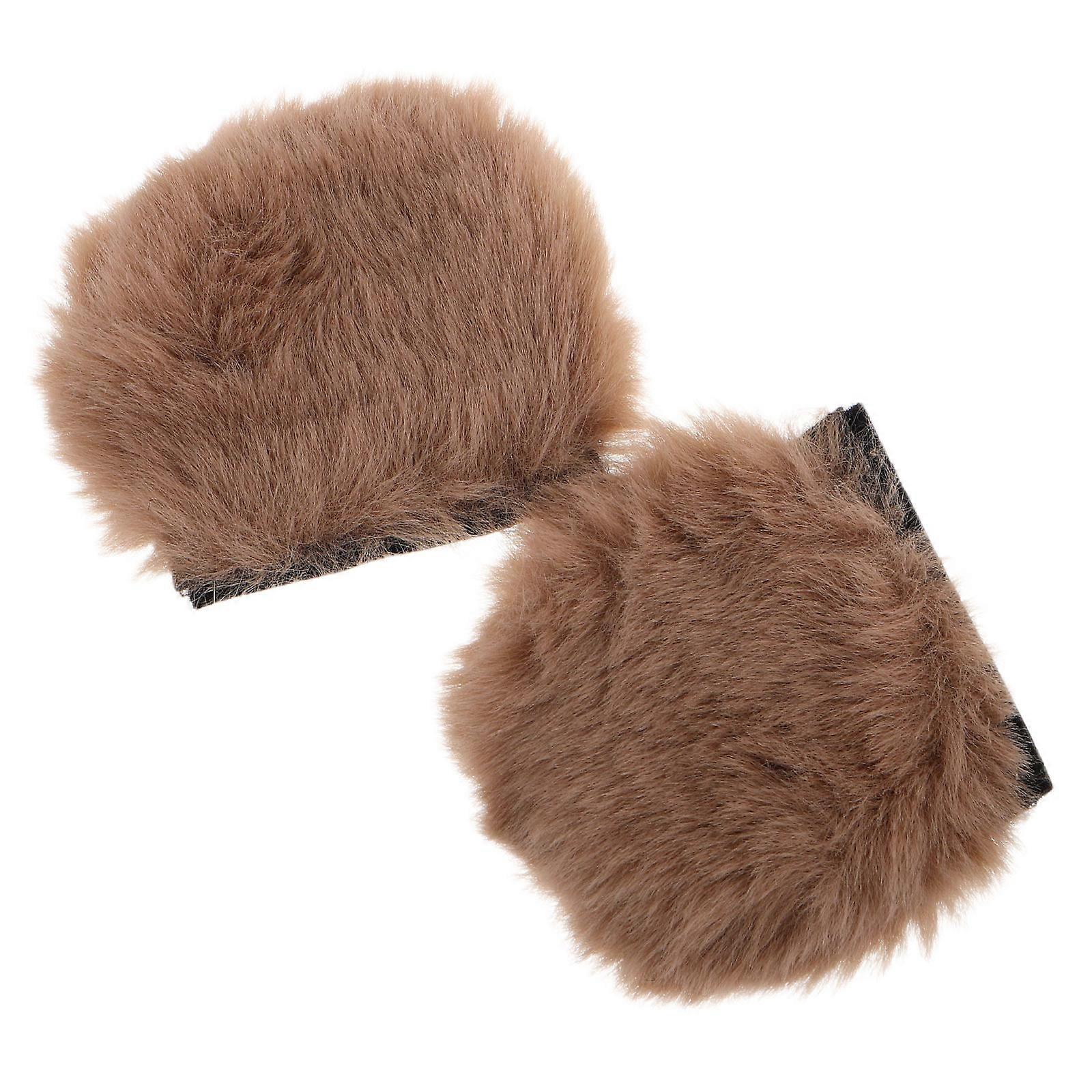 Charming Plush Bear Ears Motorcycle Decoration Accessory For Riders In Coffee Color With Detachable Feature 1 Pair