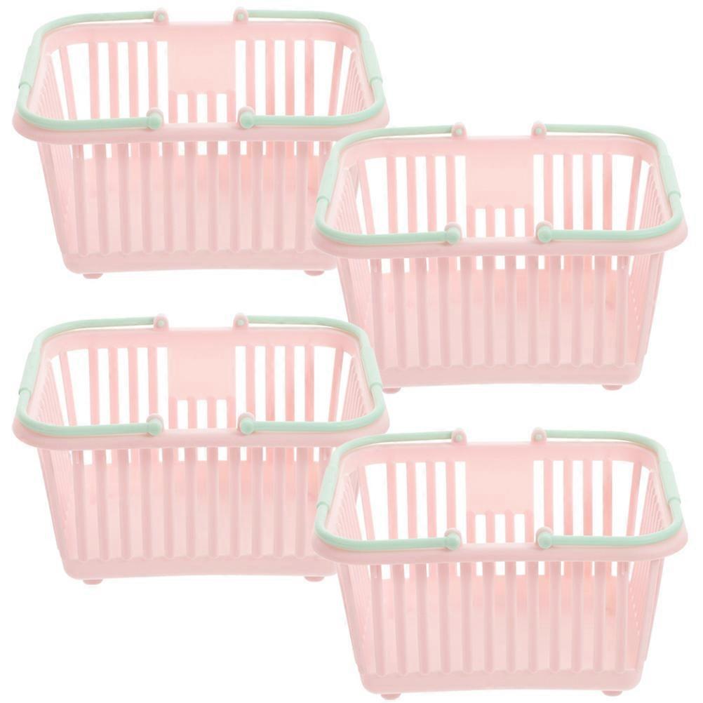 Cosmetic Storage Basket 16 Pcs Practical Holder For Desktop Home Use 6.3X5.1 Inches Pink Simple Style