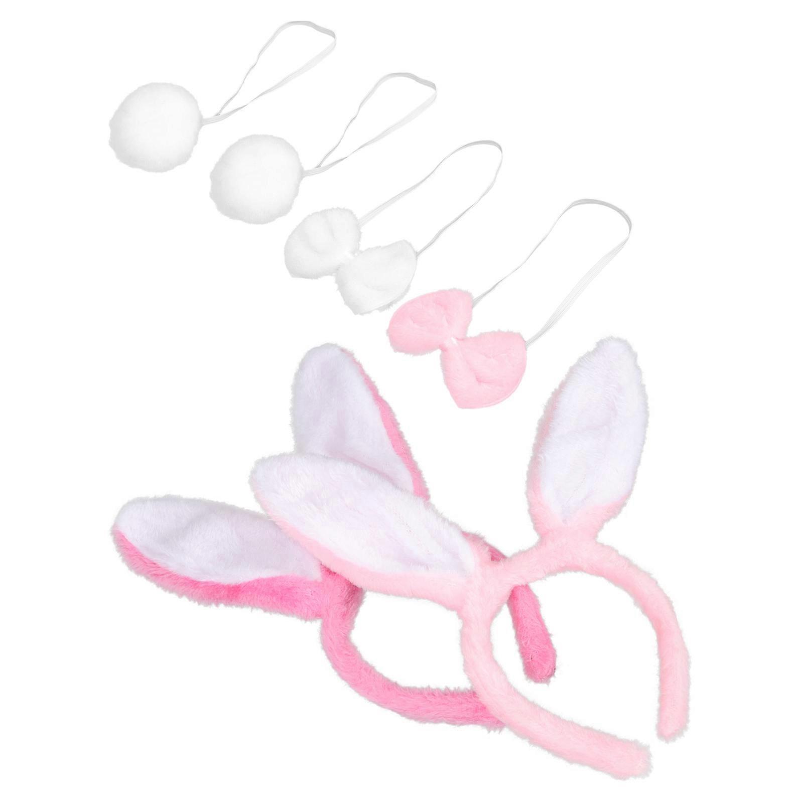 Reusable Bunny Tail Decorative Bunny Ears for Party 4Sets Cosplay Accessory