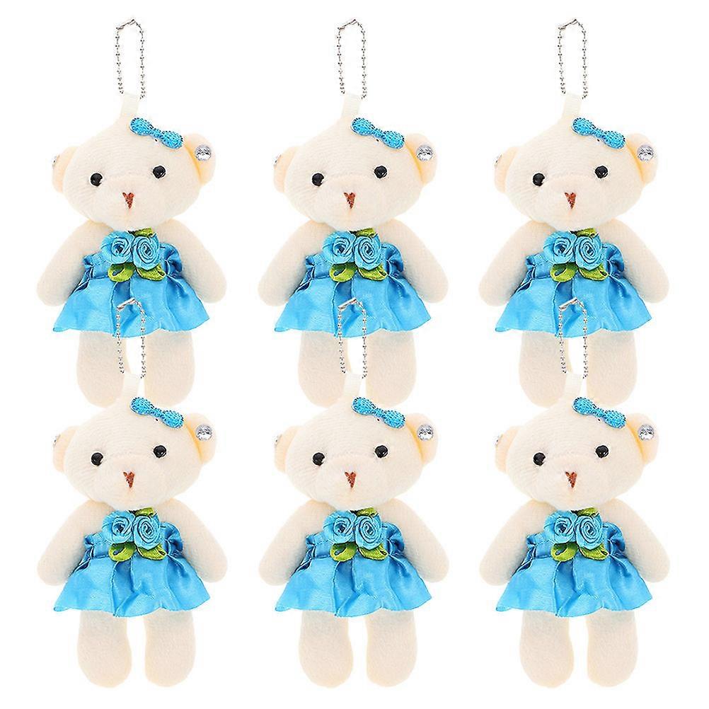 Tiny Bear Plush Dolls with Hanging Chains for Decoration 12Pcs Set