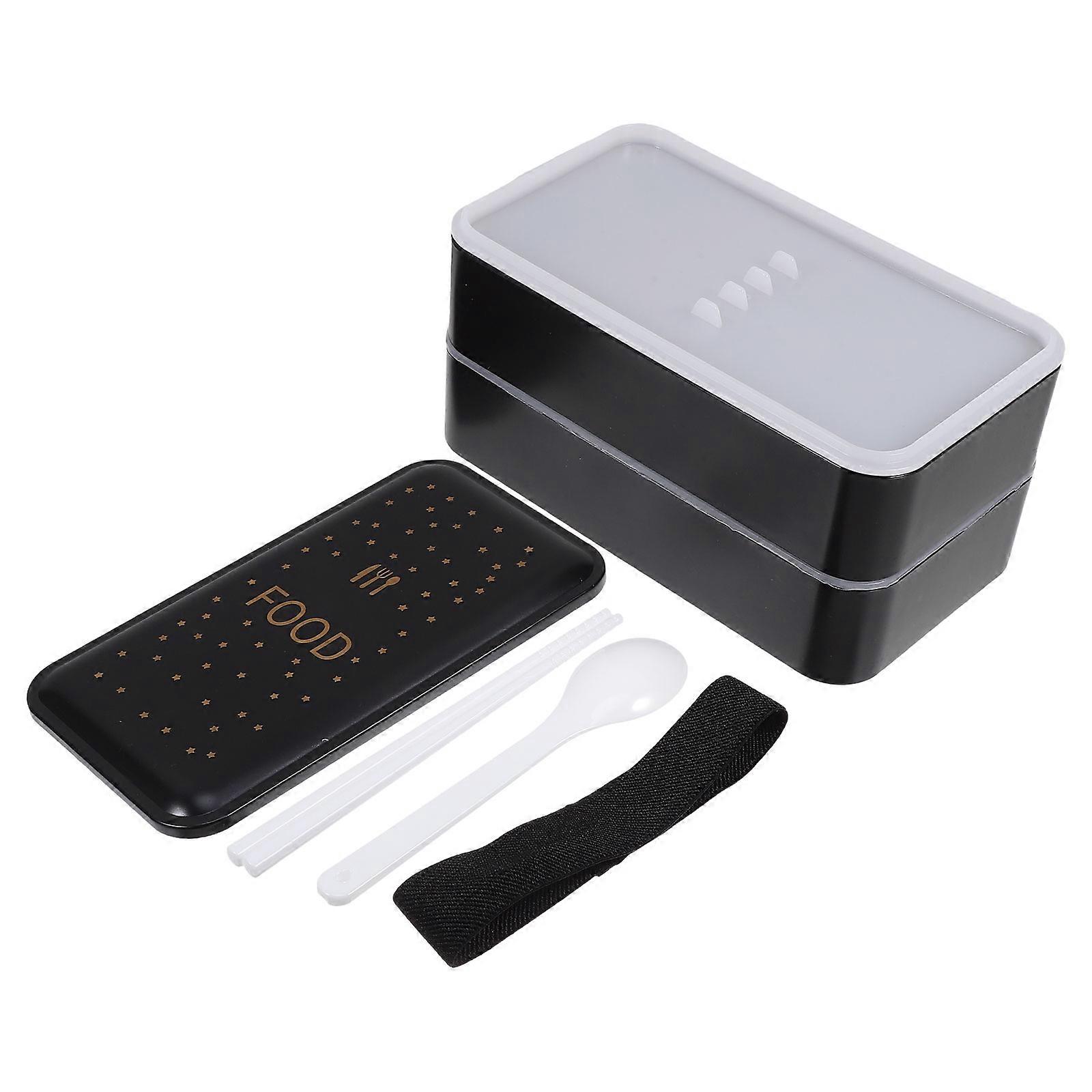 Food Storage Box Double Layer Lunch Box for Holding Food Black