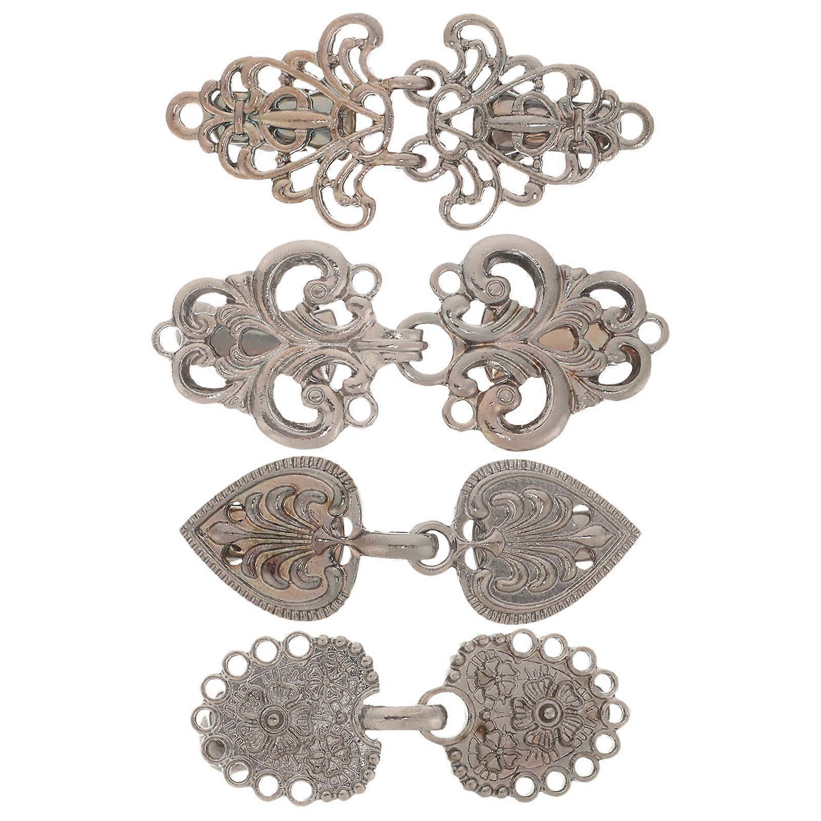 Shawl Collar Brooch Clips 4Pcs Retro Style Strong Zinc Alloy for Women Daily Use and Occasions