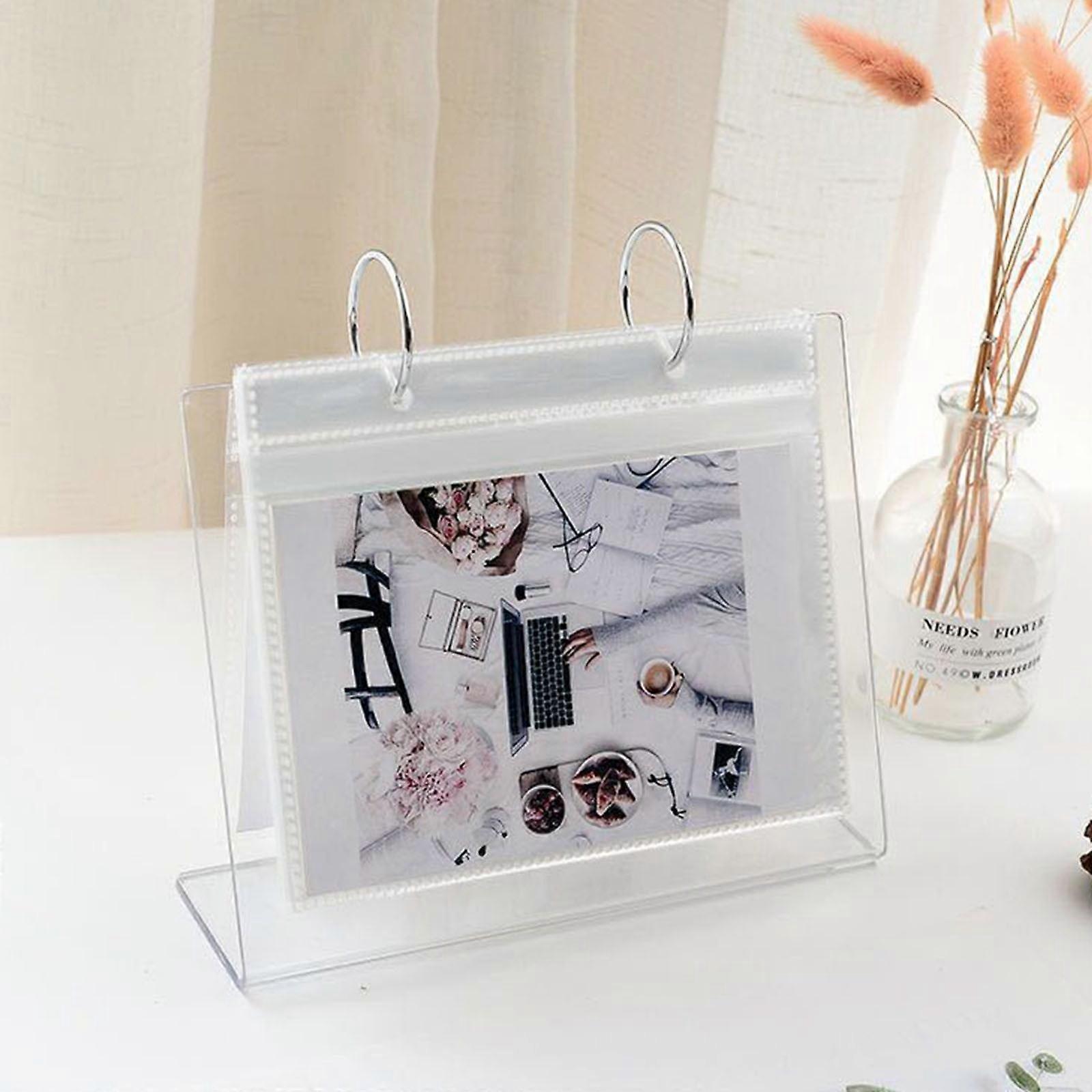 Mini Desktop Photo Album with Clear Frames, Flip Stand-up Picture Holder for Family Photos, Compatible with 4x6" Prints