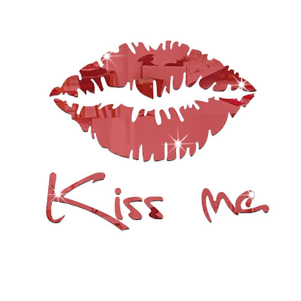 DIY Mirror Wall 3Pcs Mirror Wall Stickers Red for TV Background