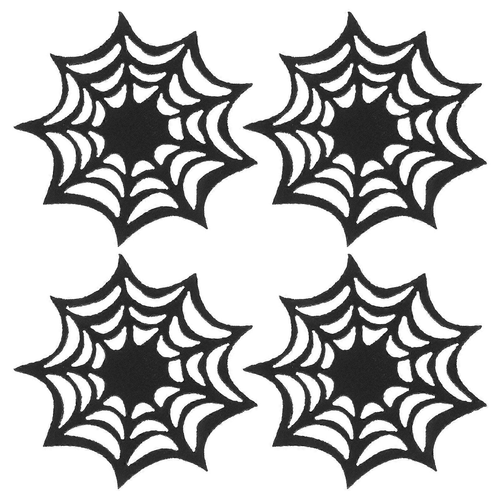 Halloween Table Coasters Spider Web Placemats for Cutlery 4Pcs Black