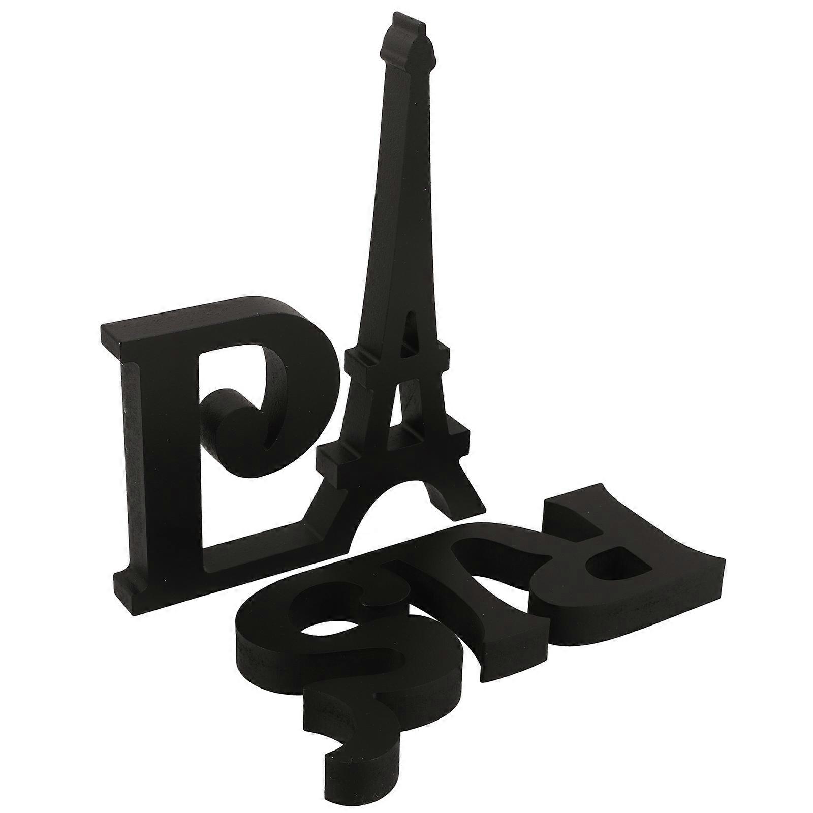 Wooden Eiffel Tower Decor Simple Artistic Black Rectangular Home Decoration 3Pcs