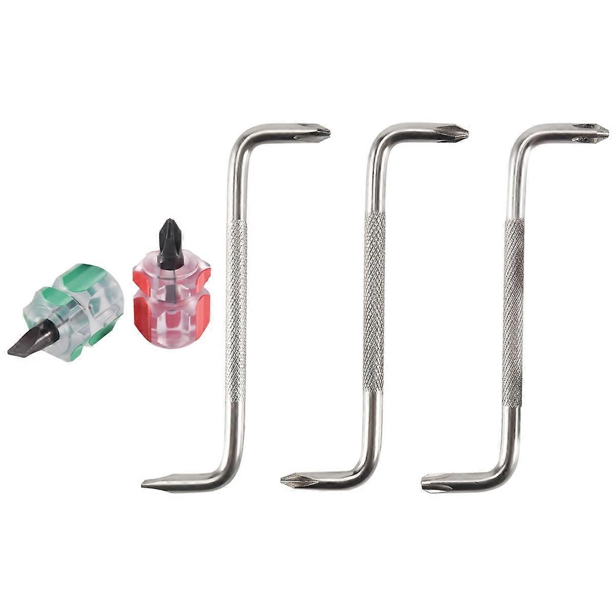 5 in 1 Offset Screwdriver Z Shaped Screwdrivers Magnetic Slotted Double Head Hand Tool Set