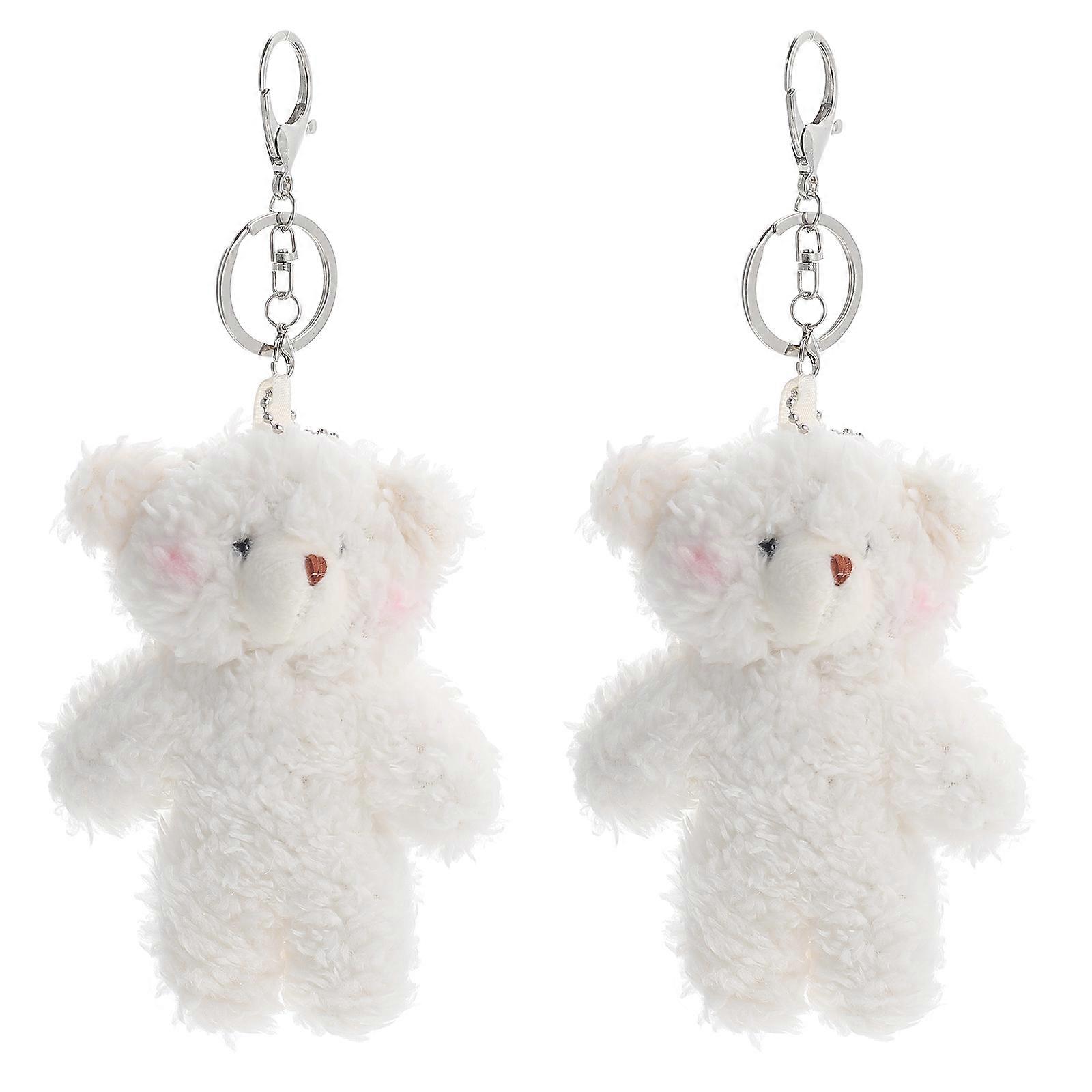 Stuffed Animal Keychain Plush Bear Key Ring for Bag Decor 10Pcs