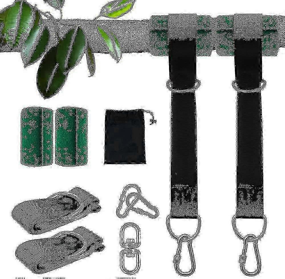 Tree Swing Hanging Straps Kit 2x5ft Heavy Duty Swing Hanger With Carabiners, Tree Protectors And Swivel Hook