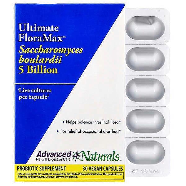 Advanced Naturals, Ultimate FloraMaxÃÂÃÂ¢ÃÂÃÂÃÂÃÂ¢, Saccharomyces Boulardii, 5 Billion, 30 Vegan Capsules