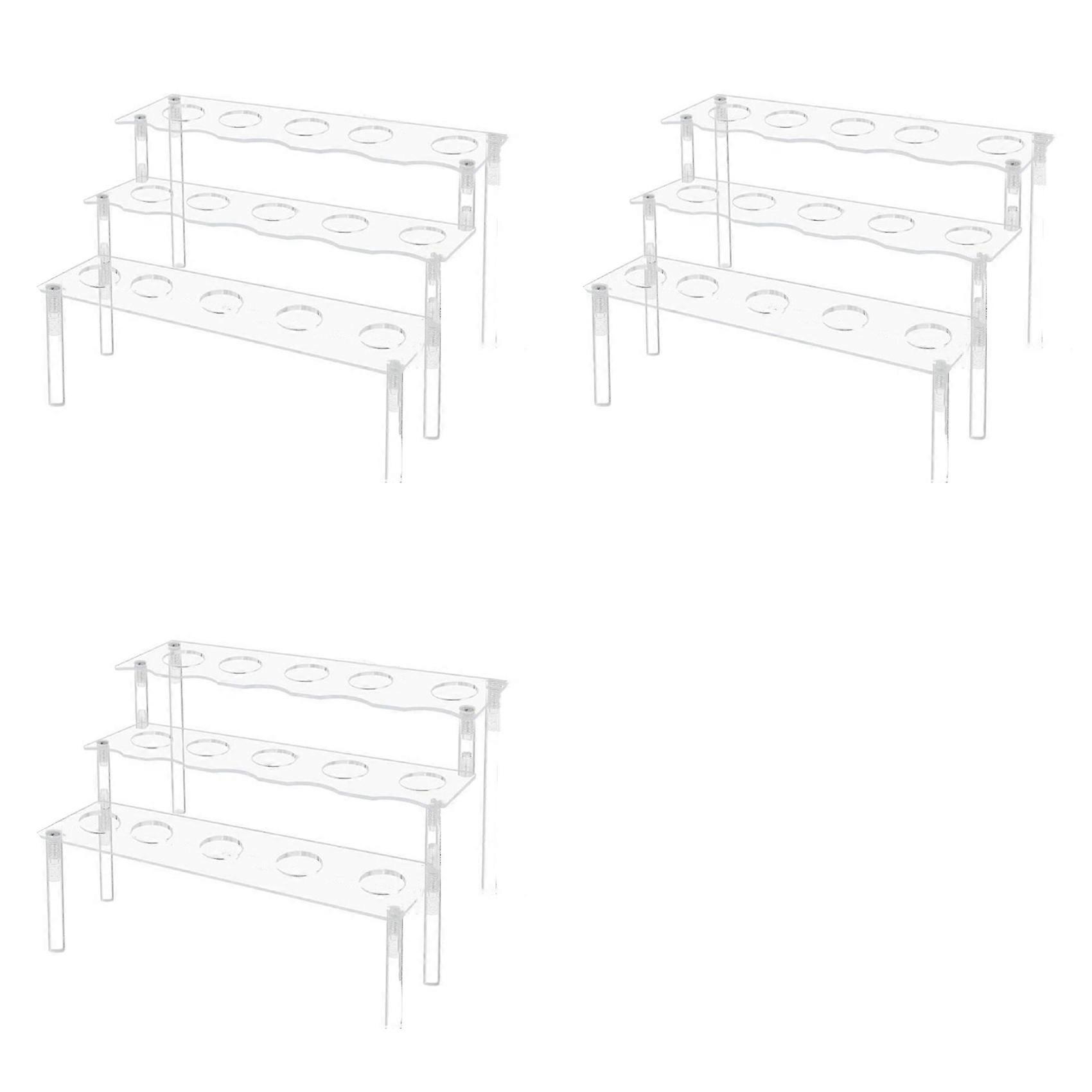 3X 15 Holes Ice Cream Cone Holder Acrylic 3 Layers Snack Holder Display Snack Popcorn Paper Cones Stand for Home Decor