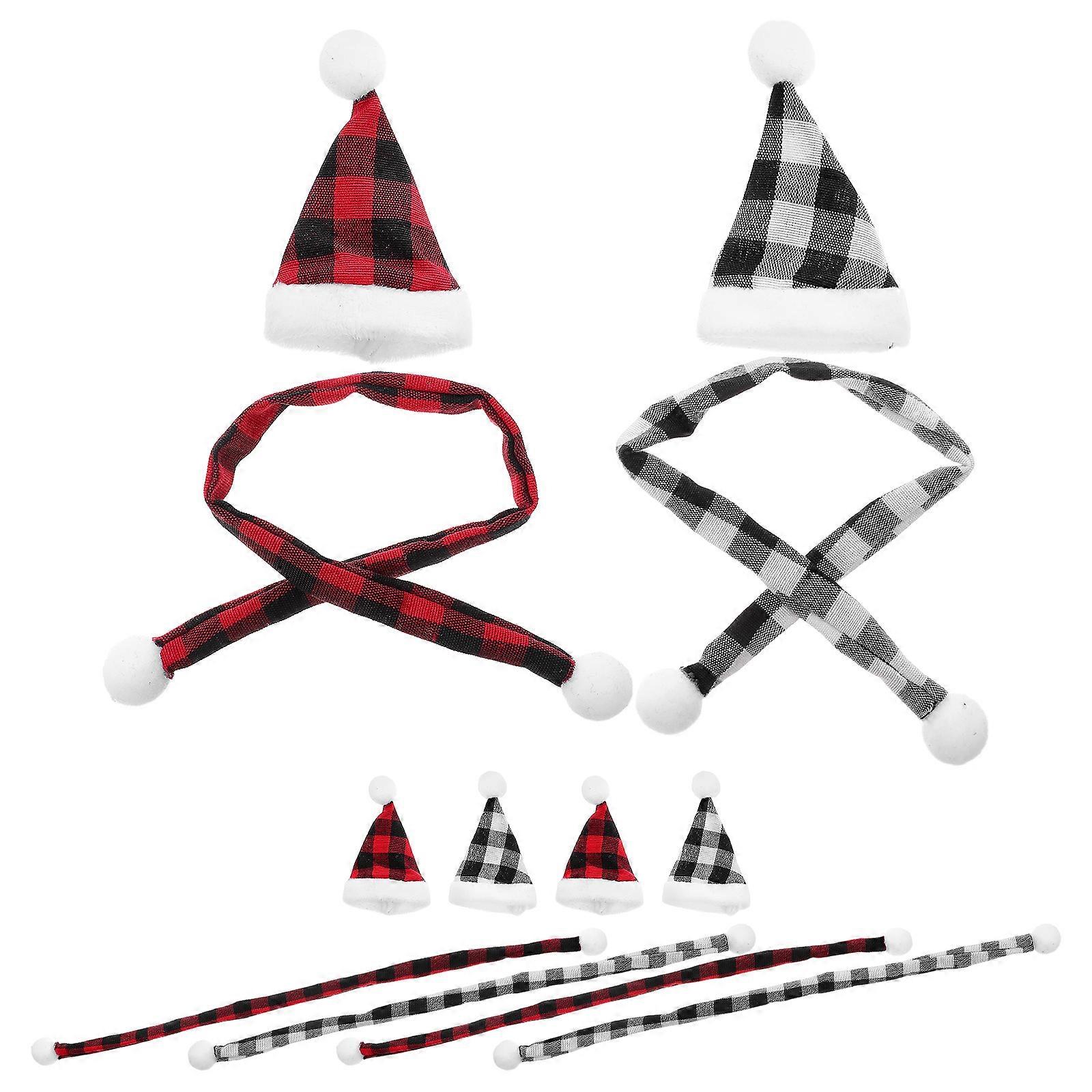 Diy Doll Clothes Toy Mini Hat and Scarf Set for Crafts Fabric Assorted Color with 12Pcs