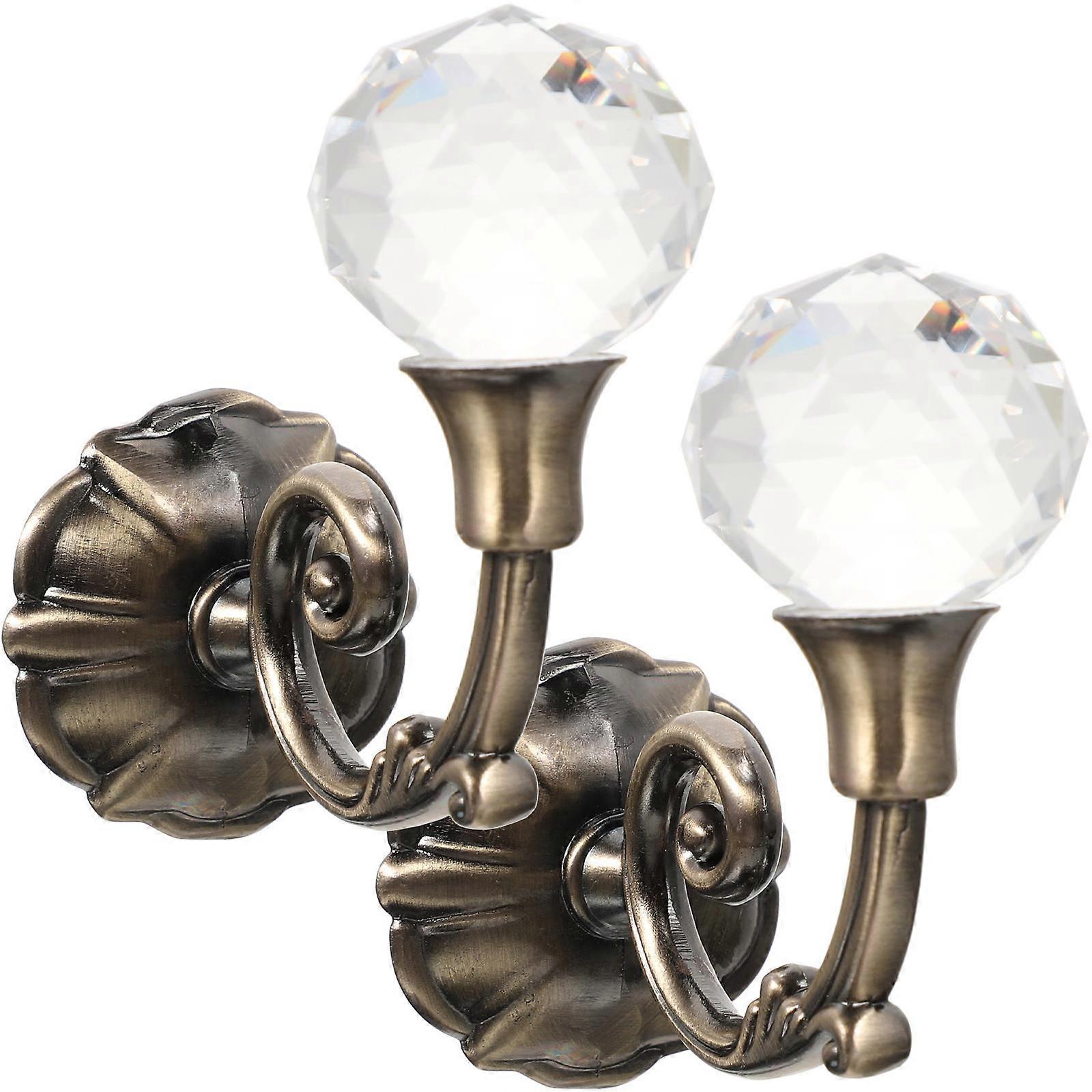 Vintage Crystal Ball Holdbacks Curtain Hooks for Hanging Curtains Pair