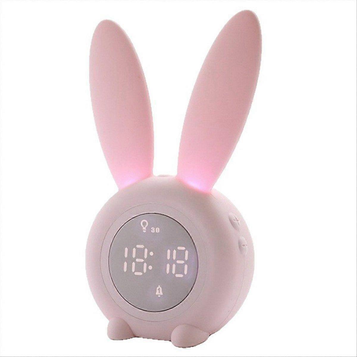 Mini Cartoon LED Digital Clock Electronic LED Display Sound Control Cute Night Lamp Desk Rechargeab