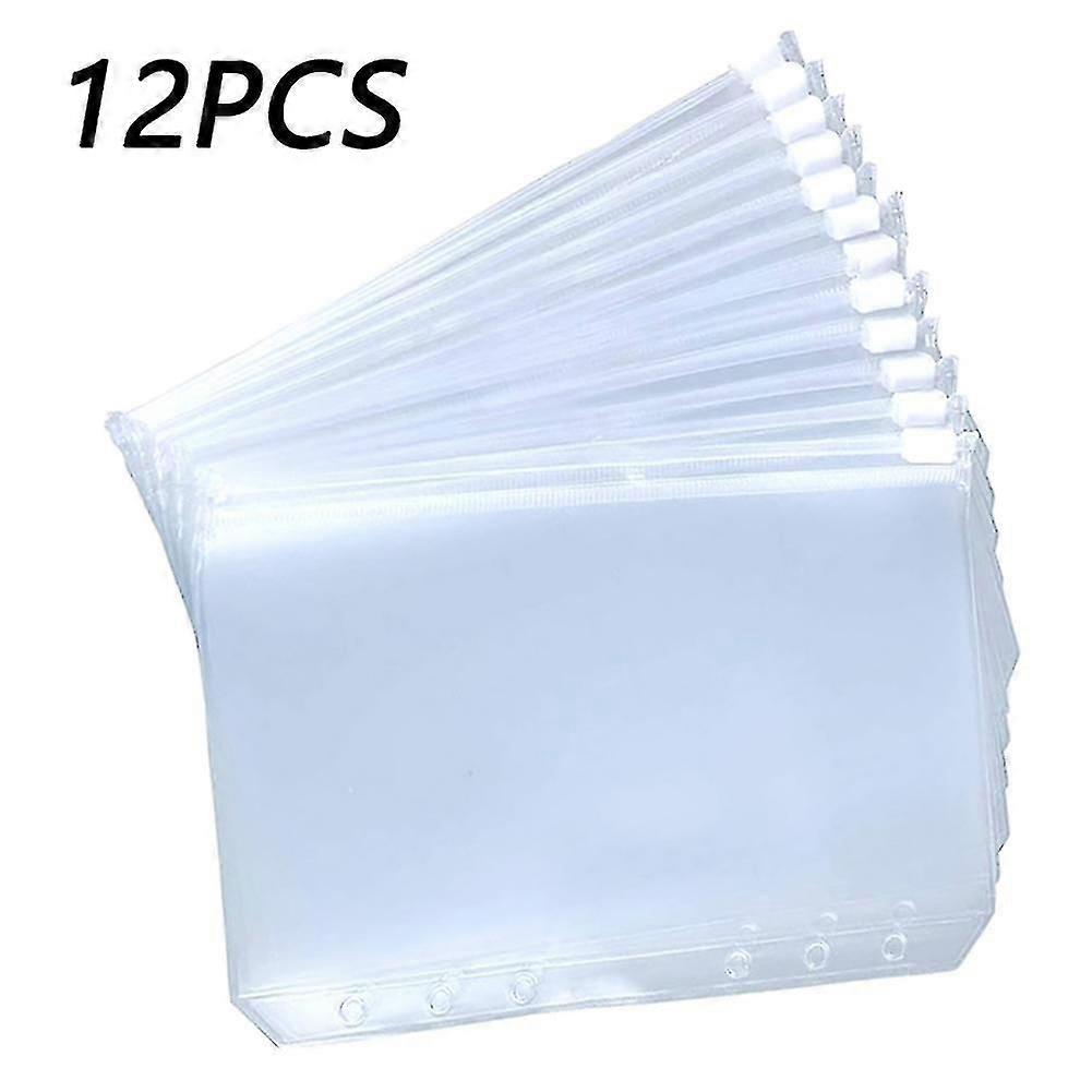 12pcs Binder Pockets A6  Binder Zipper Folders For 6-ring Notebook Binder