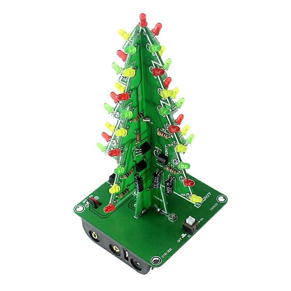 1pc DIY Electronic Module Kit Tri-color Flashing Simulation Christmas LED Trees Artificial Mini Christmas Tree Christmas Decoration Supplies Not Inclu