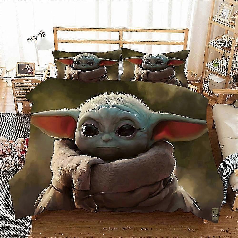 v5150 Bed Sheets Bedding Star-Wars Yo-da 3 Pcs Comforter Set with 2 Pillowcases,Star-Wars Yod-a Bedding Set Sheet Set for Kids Adults,All Se