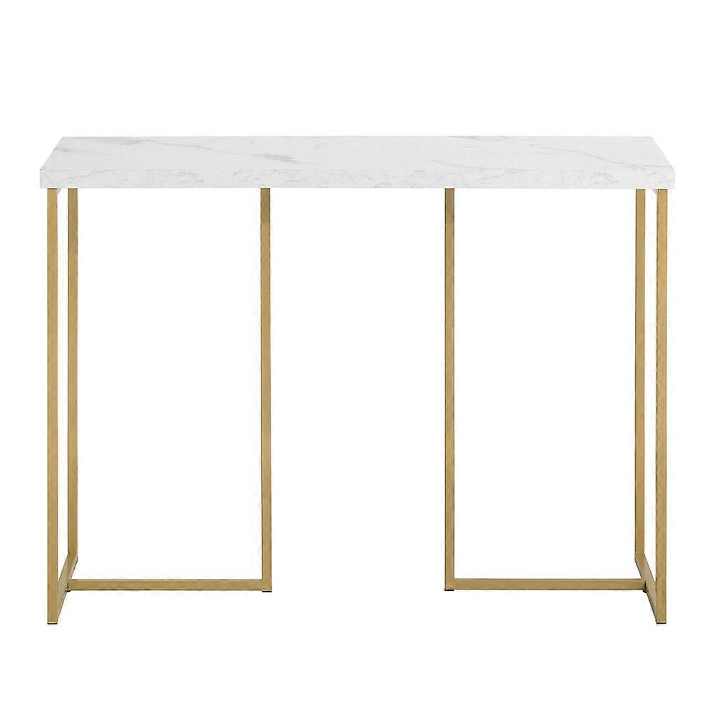 SoBuy FSB58-G, Table console en marbre avec base en T en métal doré, Table d'appoint moderne pour entrée de salon
