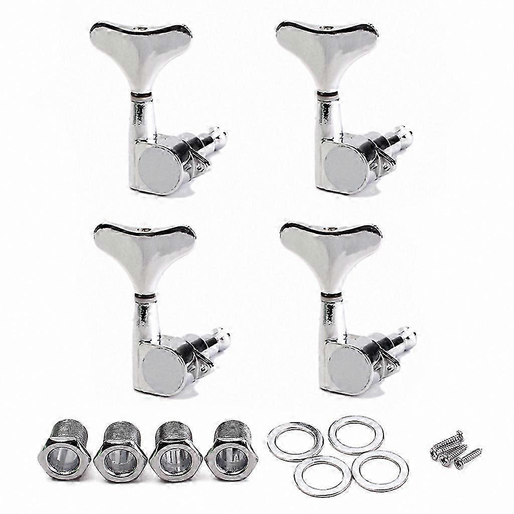 Chrome Electric Bass Guitar Tuners - Machine Heads with Buttons for Bass Guitar Tuning Keys