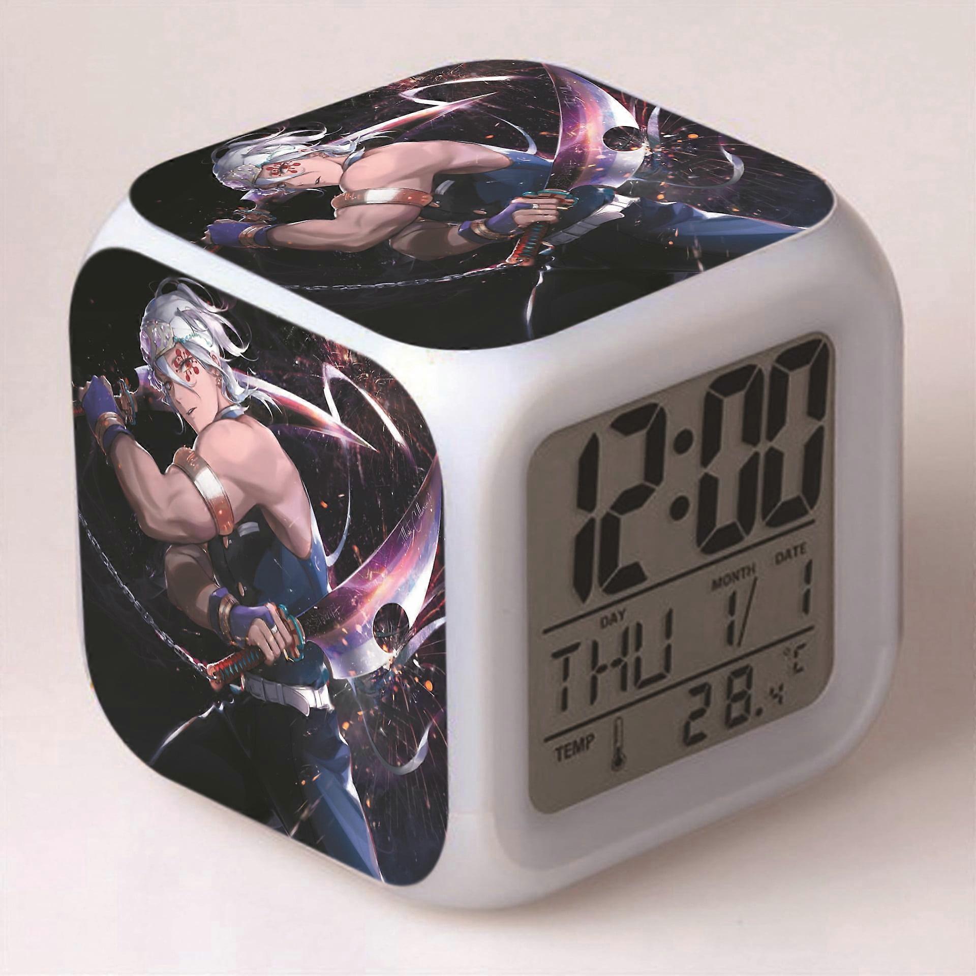 LED Alarm Clock with Demon Slayer Pattern - Glowing Colorful Digital Desk Clock, Compatible with HTNL#463 - Gift for Kids & Adults
