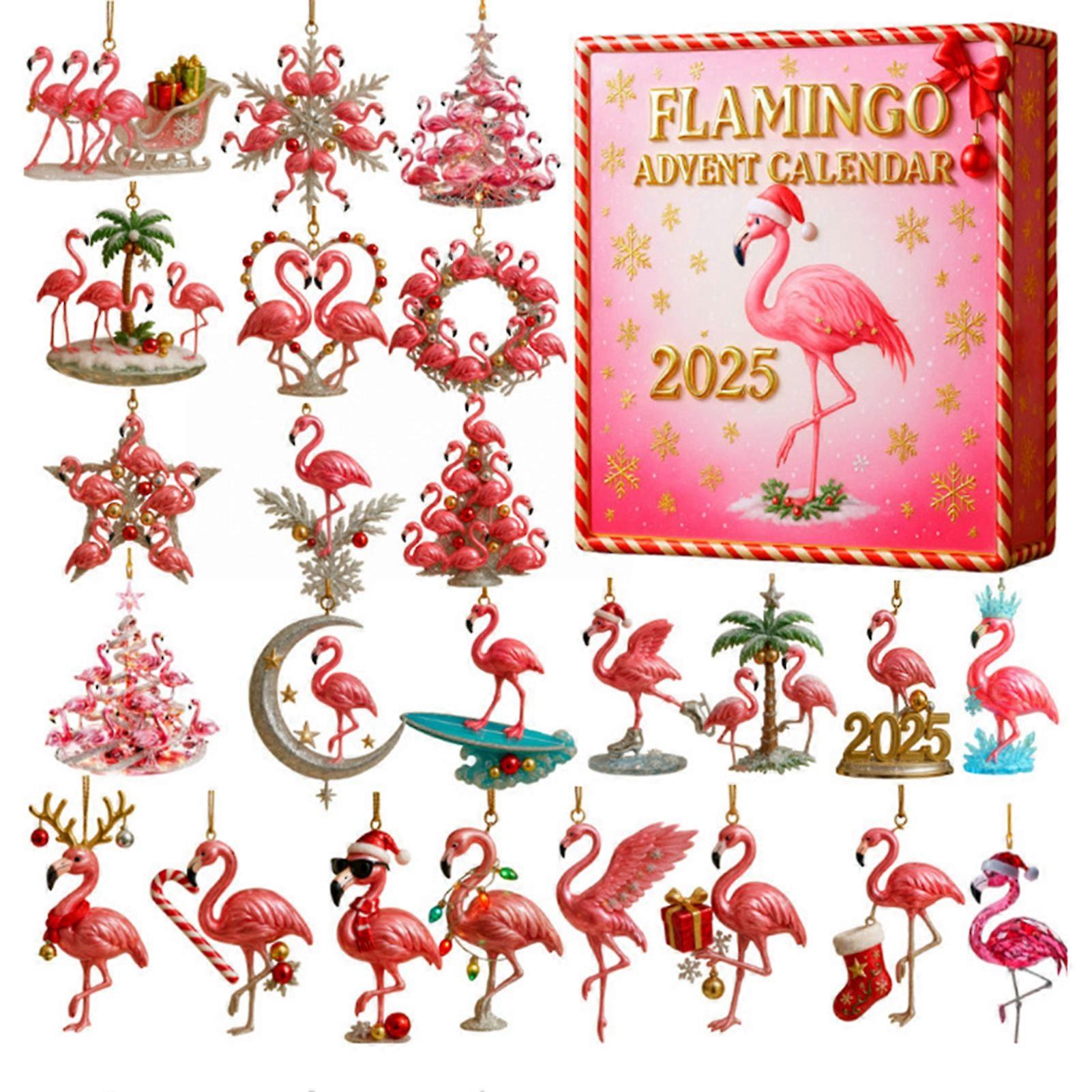 Flamingo-themed Xmas tree decor advents calendar 24-day flamingos countdown to Xmas joys for Christmas tree centerpiece