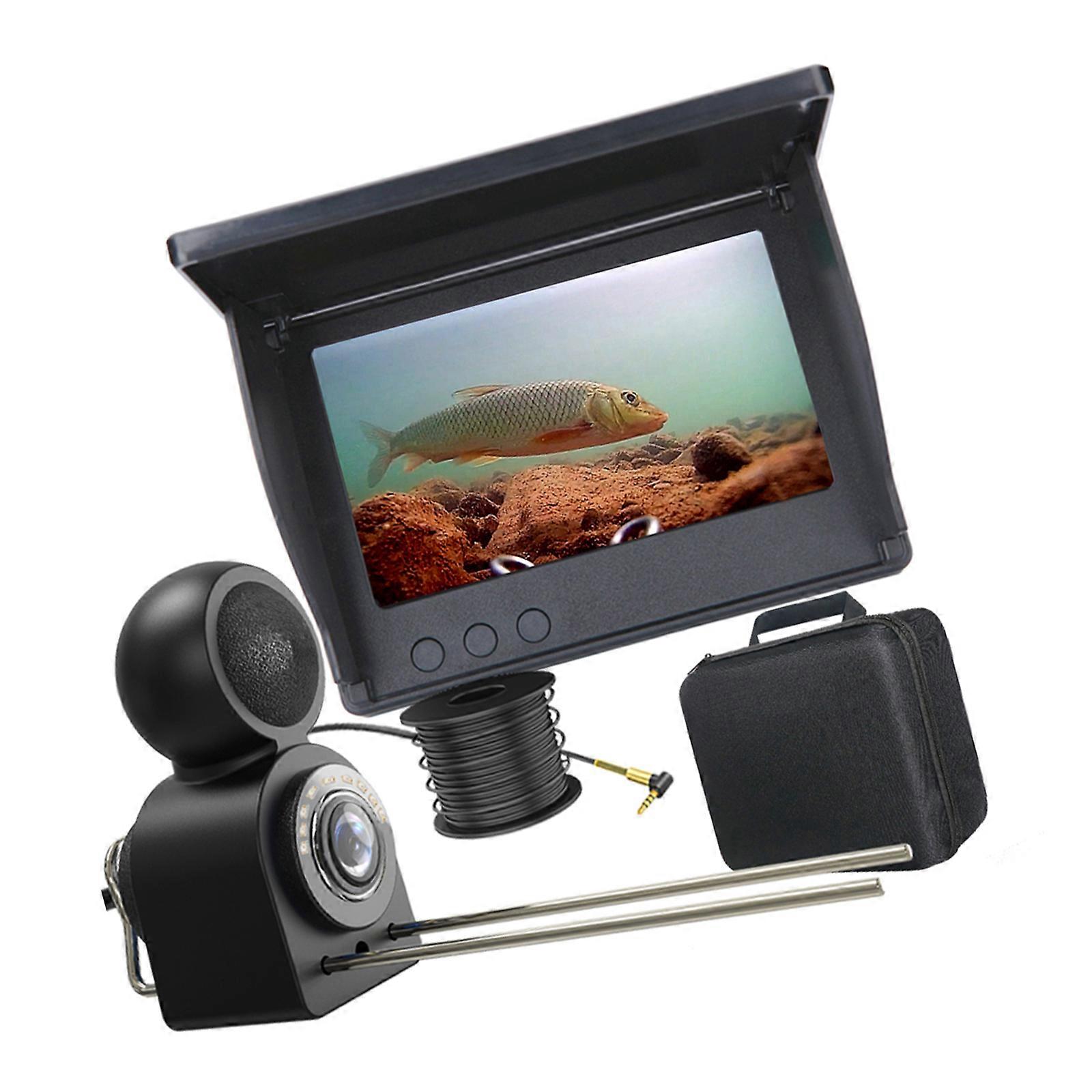 Underwater Fish Finder Fishing Sonars Systems 4.3In Screen Night Views 150CM Ranges Depth Temperature Display Waterproof Multicolor