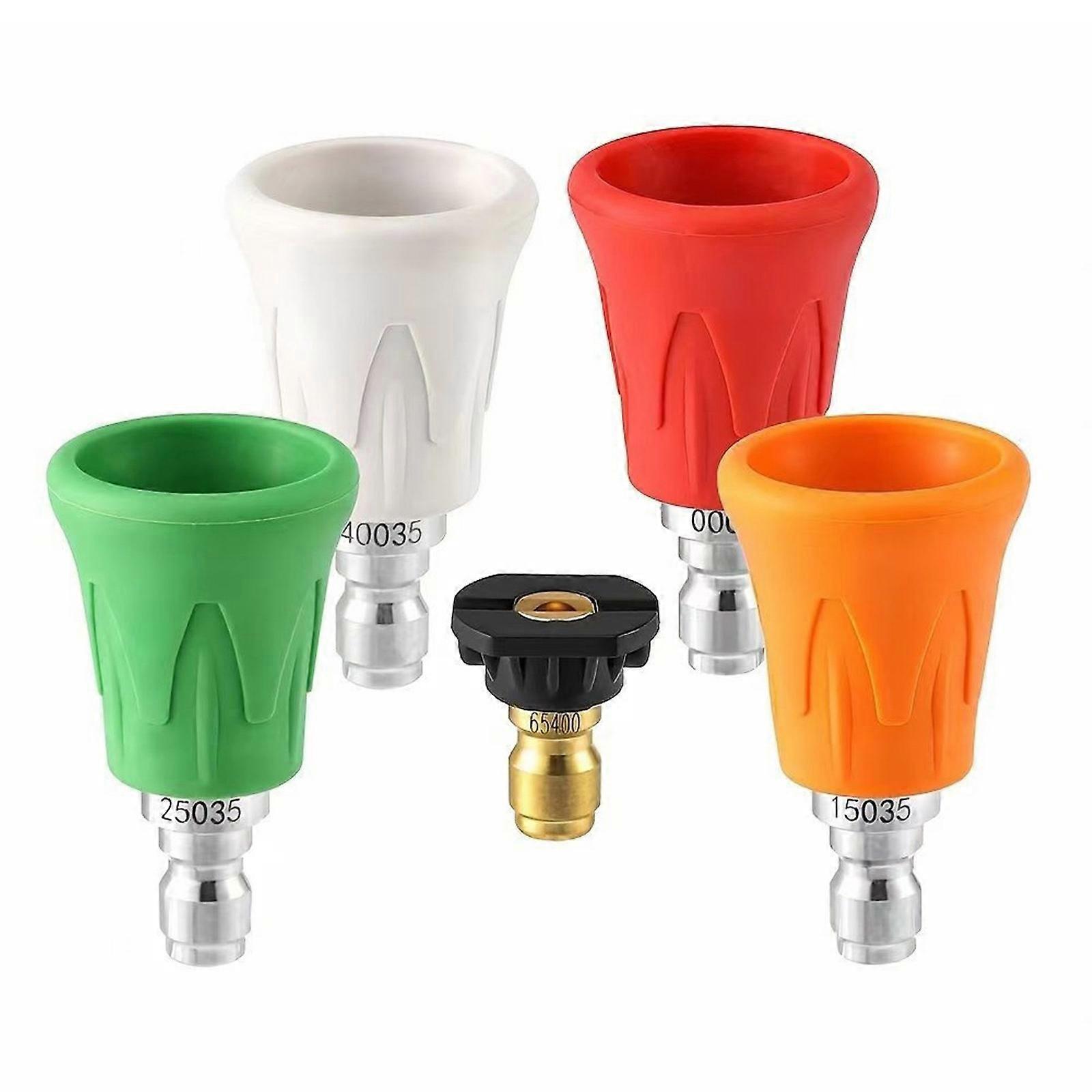 Sprayer Nozzles For Pressure Washers 1/4Inch Quick Connect Adapter Corrosion Resistant Multiple Pattern Options Multicolor