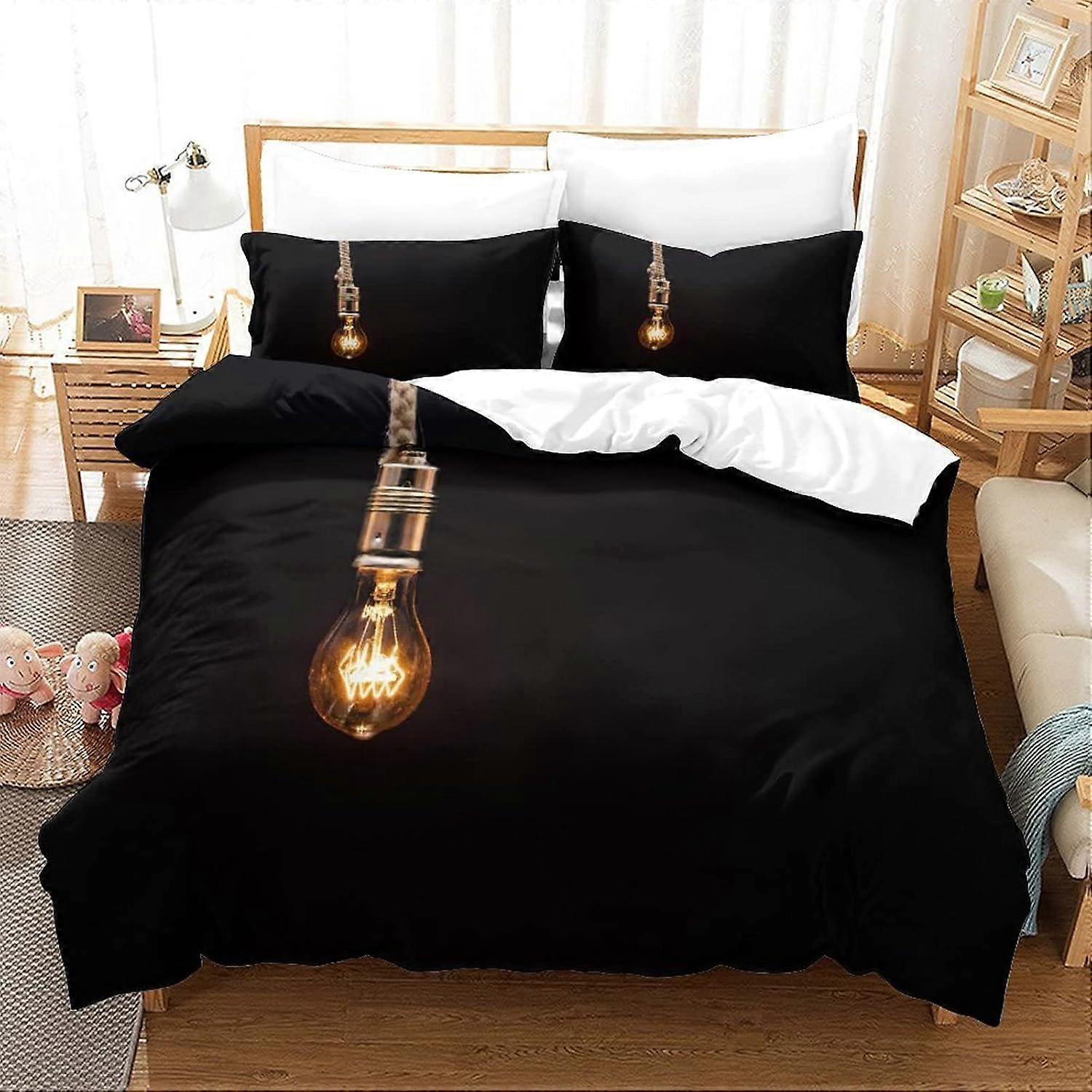 Lâmpada Iluminação Corda Capa Edredom com fronhas 3D Impresso Luxo Roupa de cama macia Easy Care Set com zíper Minimalismo Meninos E Meninas Fechamento Adulto Uniqu