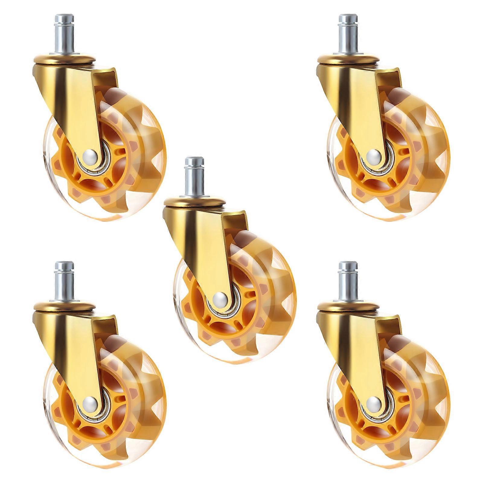 High Durability 3 Inch Office Chair Casters Clear Swivel Wheels With Universal And Smooth Rotation System Quiet Rolling  gold