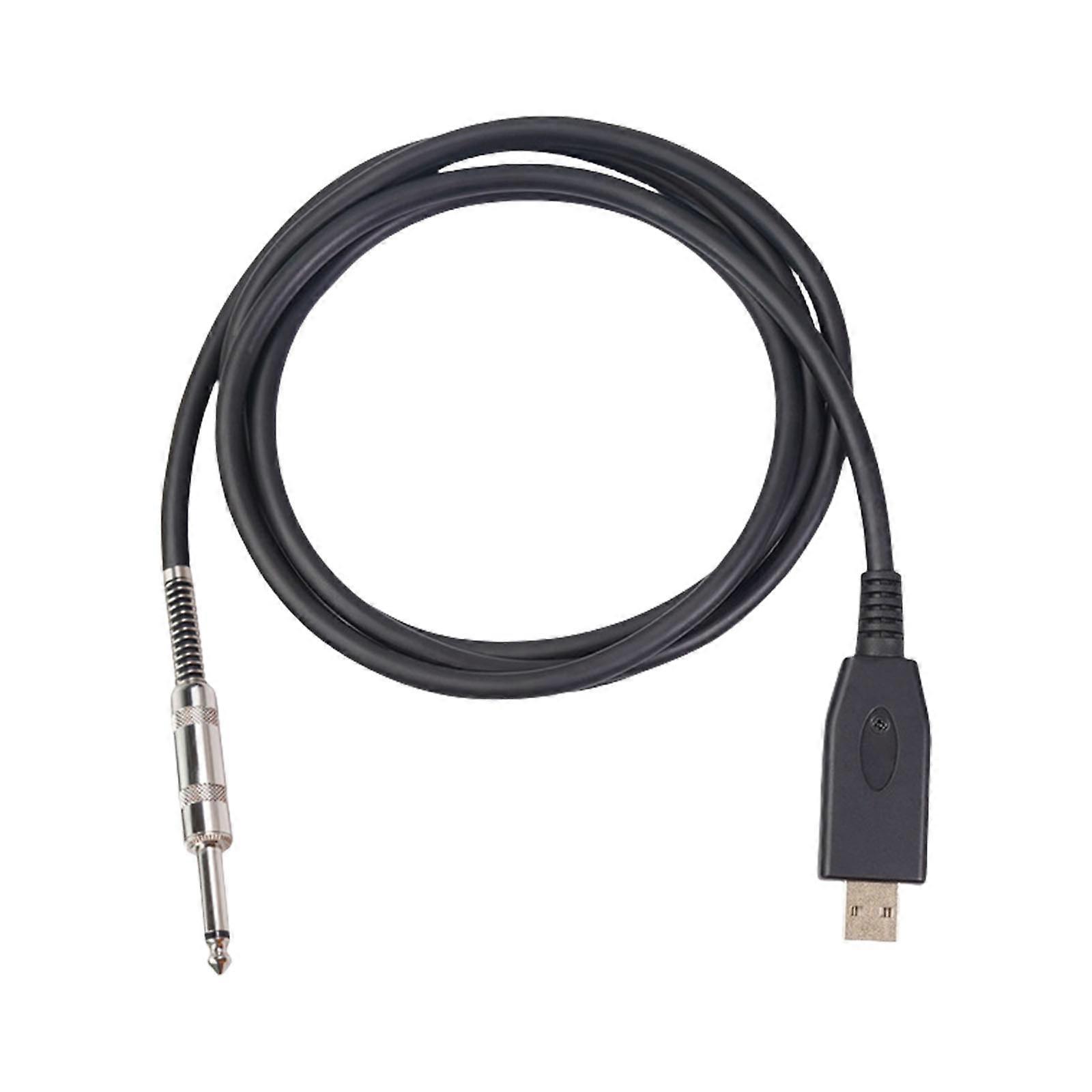USB To 6.35mm Interfaces Cable For Electric Guitar Recording With Gold Plated Connectors And Noise Reduction Multicolor
