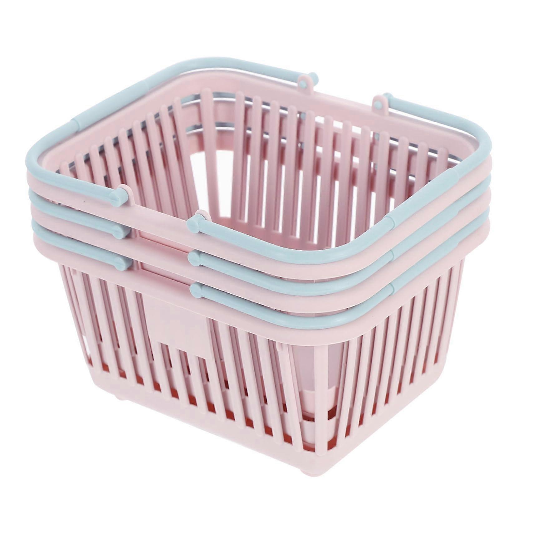 3pcs Small Plastic Baskets Handheld Stackable Storage Bins For Bathroom And Vegetable And Fruit Organizer