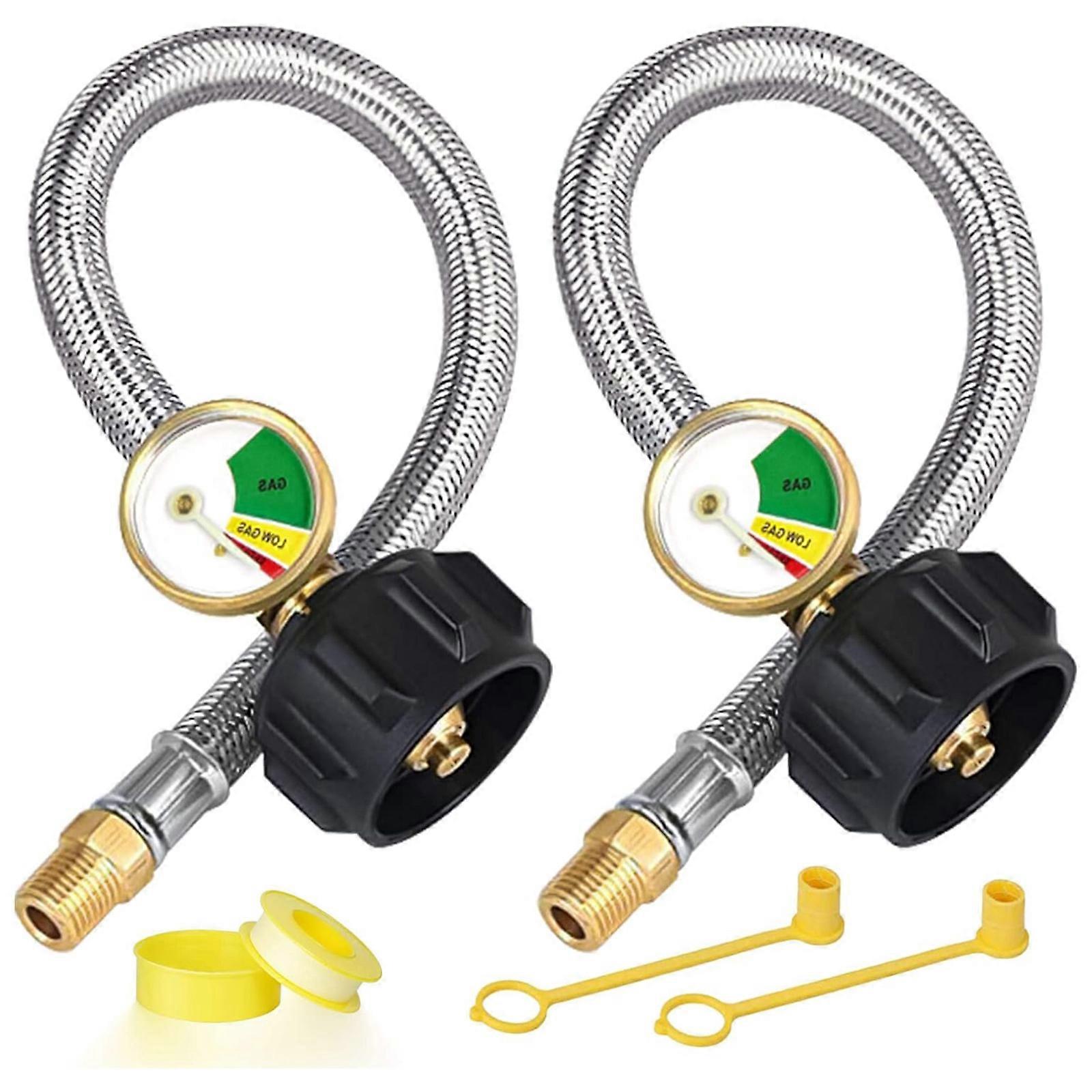 Strong 15" C3H8 Hose Pair Untarnished Plaited Building with Pressure Measure for Systems Multicolor