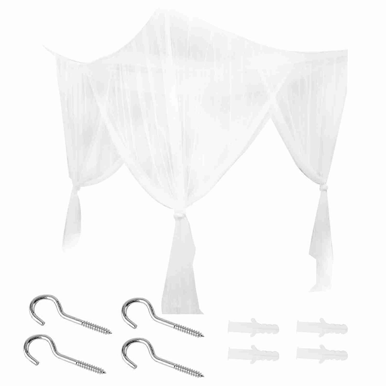 4 Corner Post Bed Canopy Mosquito Net Full Queen King Size Bedding(White)