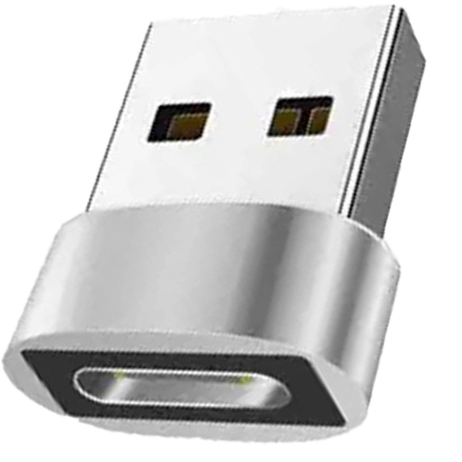 USB2.0 to Type C Charging Adapter Male to Female Connectors Conversion Adapter Support Charge & File Transfer  Silver
