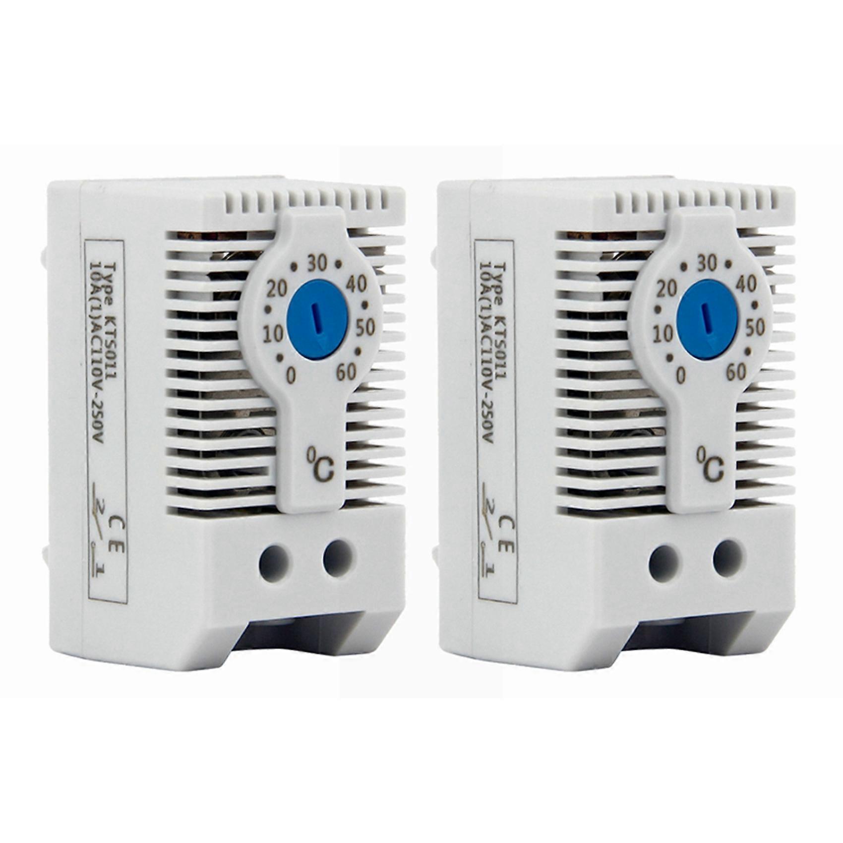 2X KTS011 NO Normally Open Adjustable Mechanical Temperature Controller Cabinet Thermostat Din Rail,