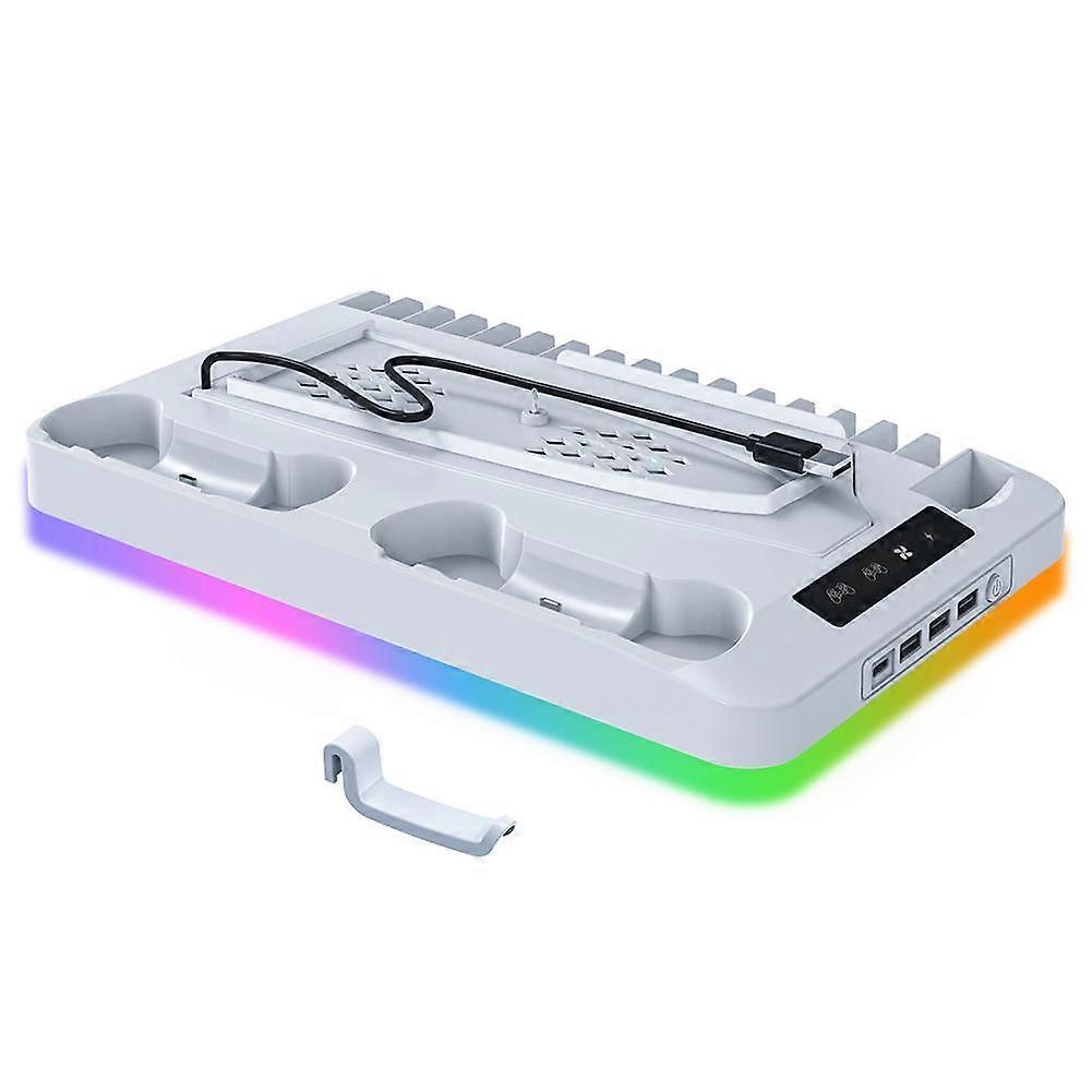 PS5-jäähdytysteline LED-valoilla, 3-nopeuksinen turbotuuletin, nopeasti ladattava läpinäkyvä pohjajäähdytin Playstation 5:lle