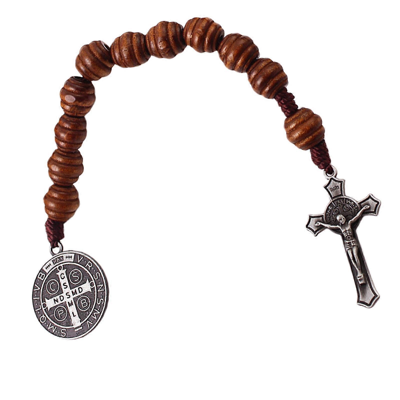 Alloy Constructed Rosary Including Crucifix and Benedict Design Prayer Beads Wrist Accessories Comfortable Accessory Multicolor