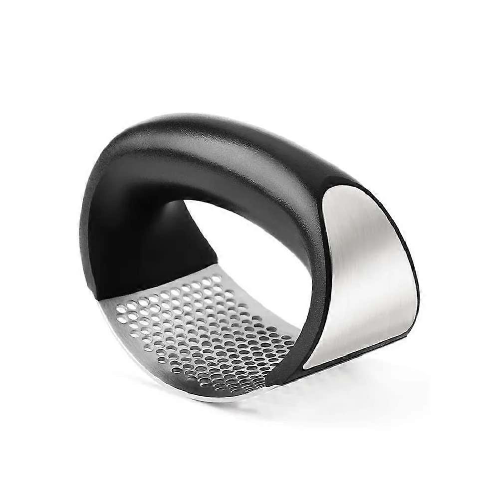 Garlic Press Mincer with Ergonomic Handle, Rustproof Stainless Steel 304 Mesh for Kitchen – Black