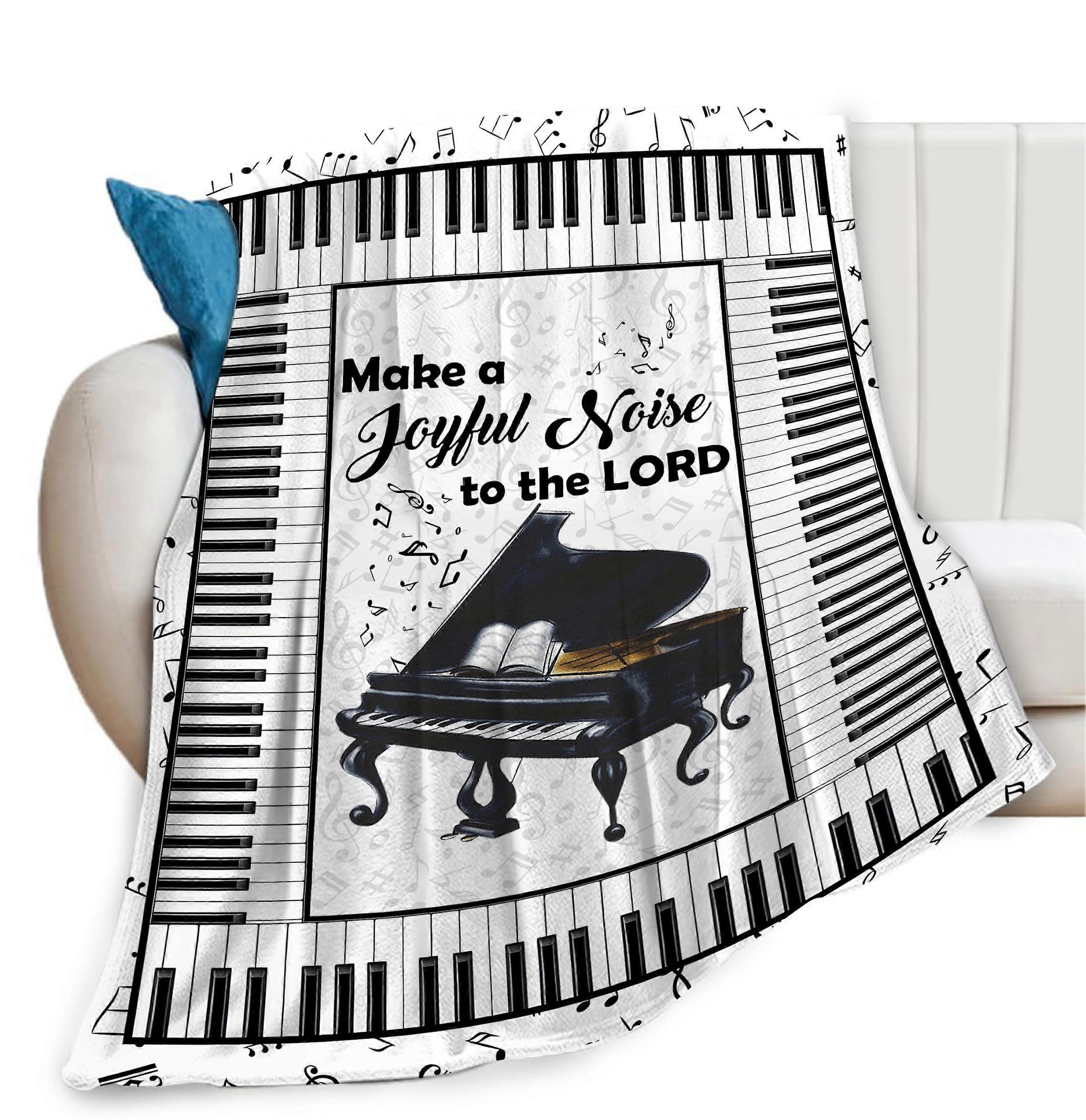 Piano Keys Music Notes Flannel Blanket Lightweight Soft Cozy Throw for Couch Sofa Bed 60'x80'