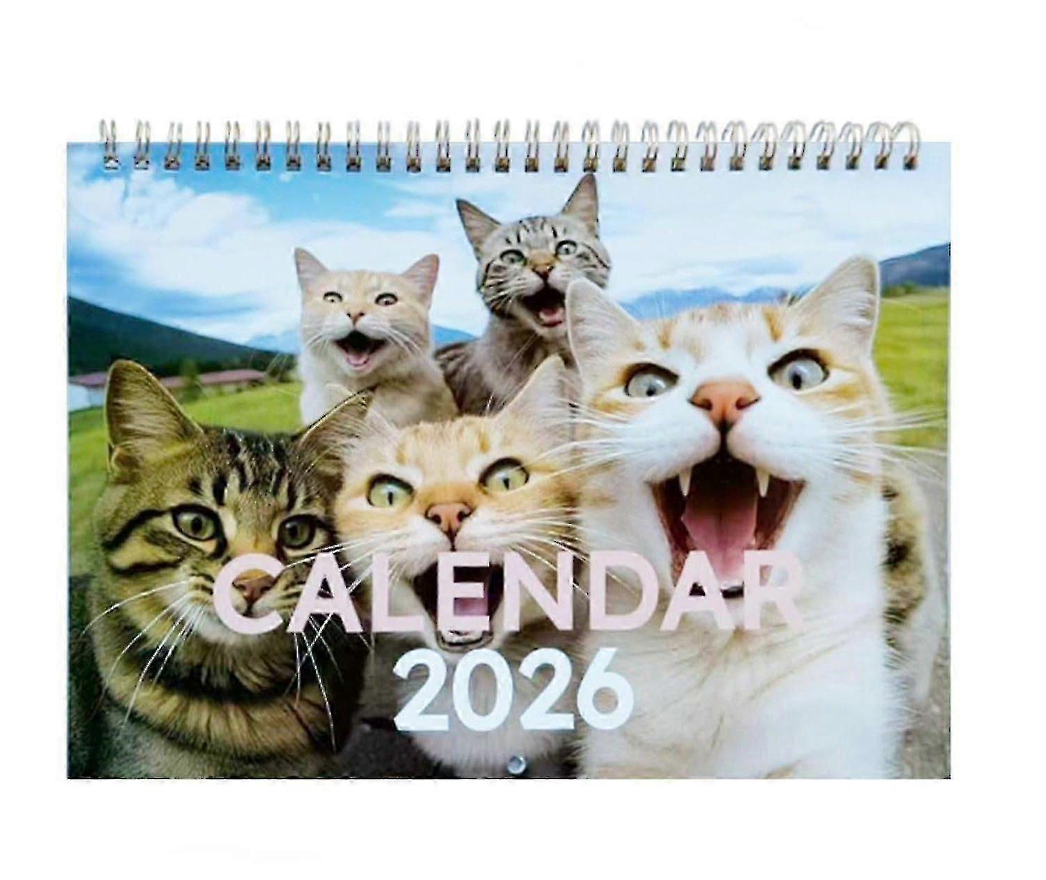 2026 Wall Calendar,Cat Calendar January - December10"x14.6" Opened, Cute Cat Selfies Theme Calendar whith Holidays Highlighted for Organizing & Planni