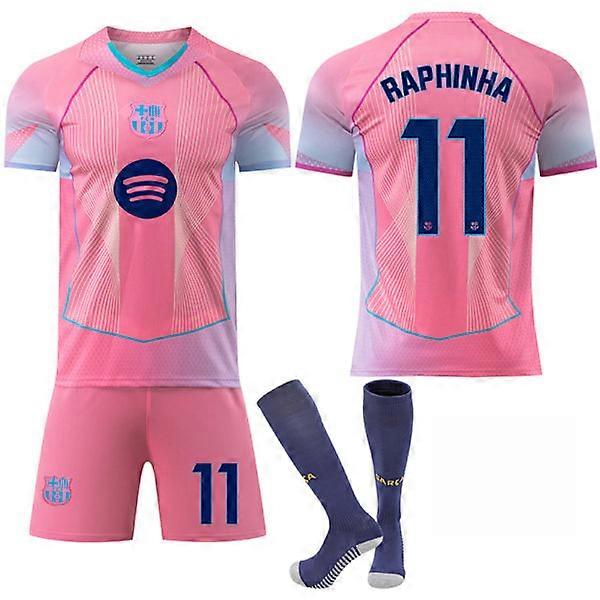 Maillot FC Barcelone Édition Spéciale 25-26 n°11 RAPHINHA, Ensemble enfant/adulte avec chaussettes n°11 XXL