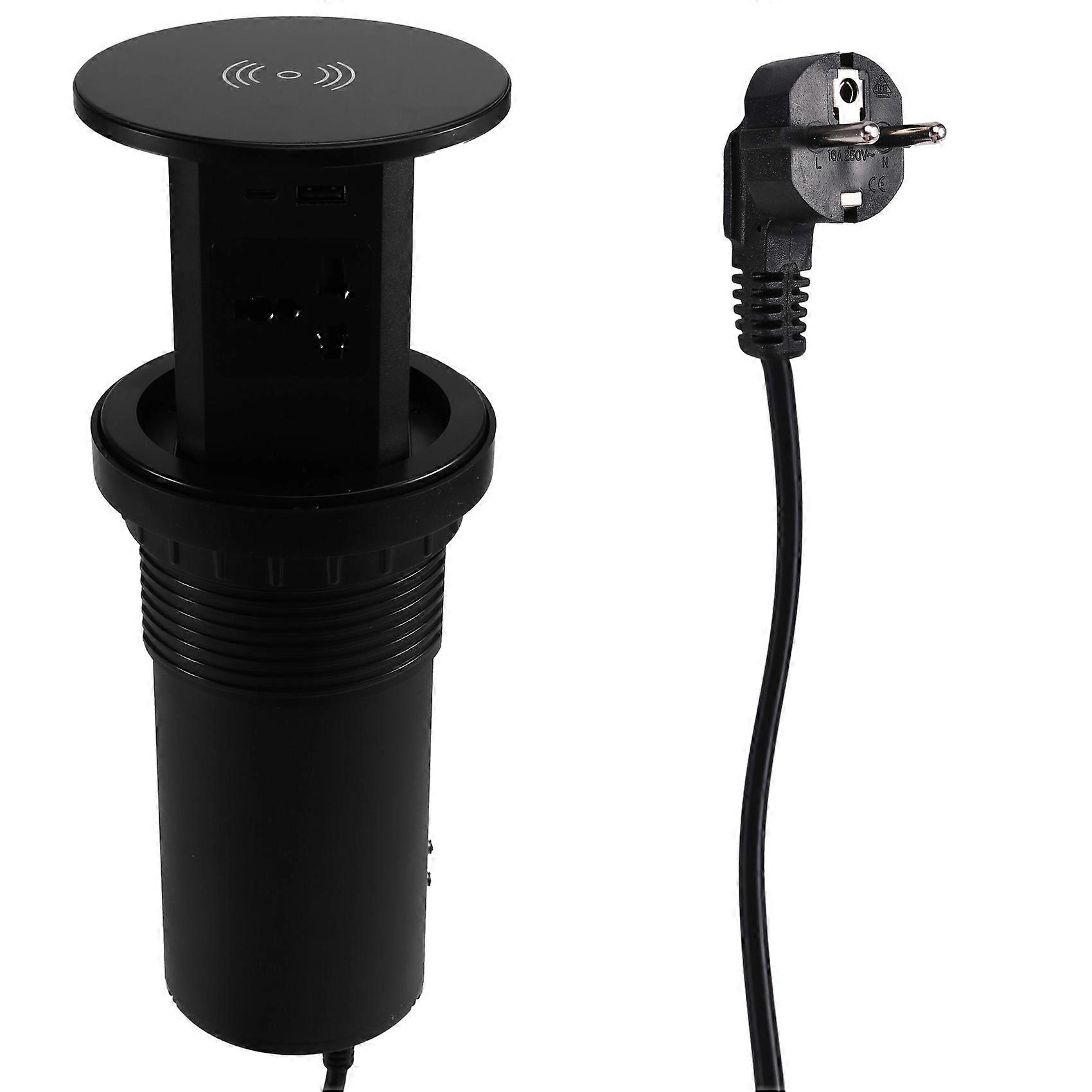 Lift Socket Wireless Charging Embedded Vertical Multifunction Plug-in Multifunction Island Four-Position USBA+C EU Plug