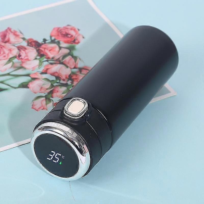 Stainless steel smart bottle for commuting, 420ml thermos with LED temperature monitor.