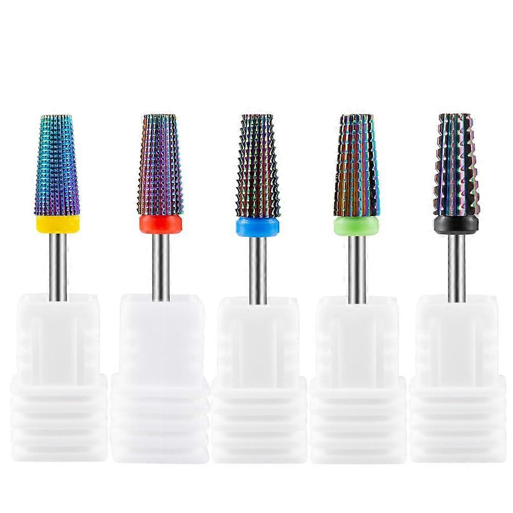 5Pcs Tungsten Steel Nail Drill Bits Set for Acrylic Nails, 5 in 1 Dual Rotation Grinding Kit