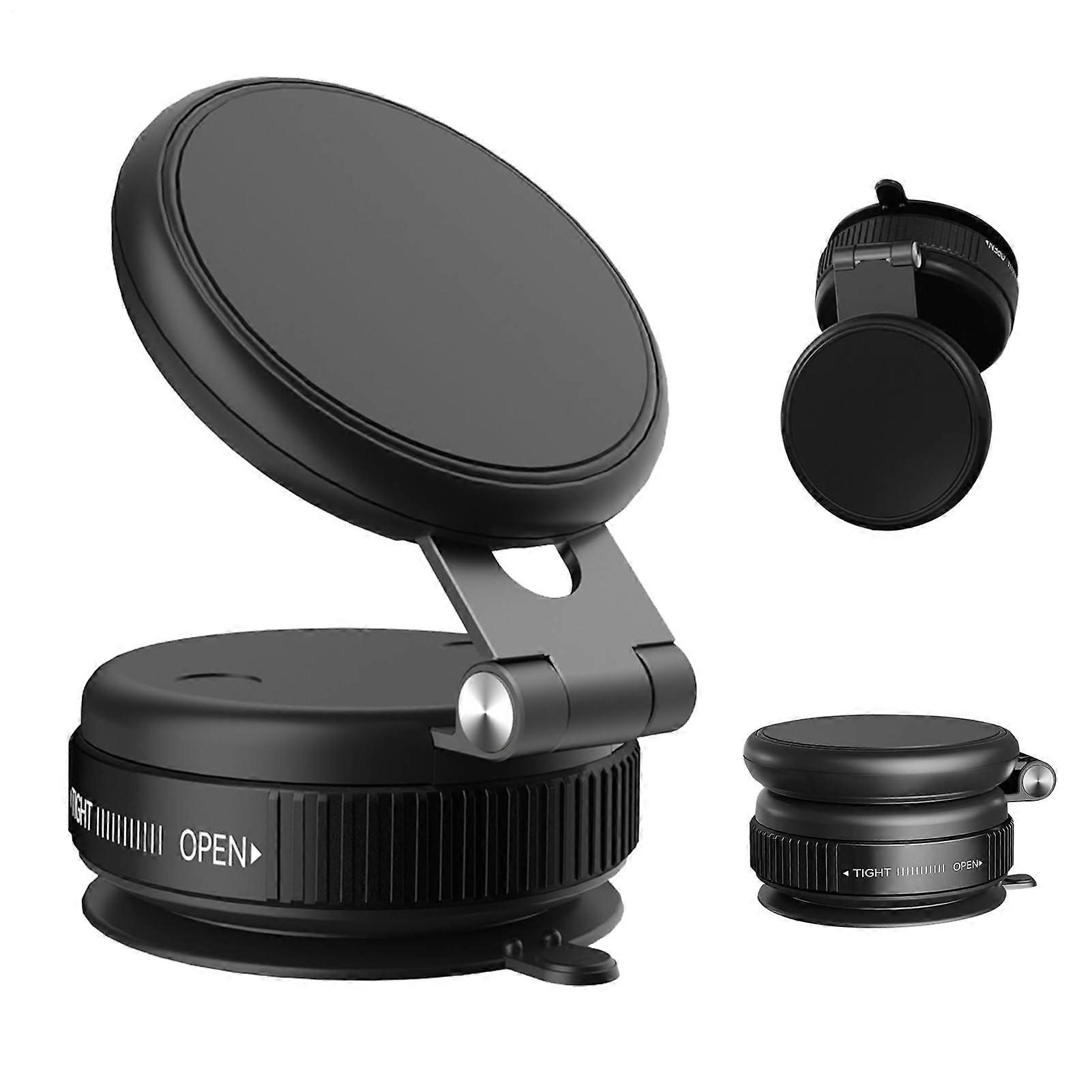Magnetic Car Phone Mount with Strong Suction, 360° Rotating Holder, Foldable Design for Vehicle