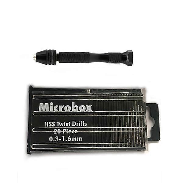 Hand drill with 20 different bits Black 0.3-1.6 mm