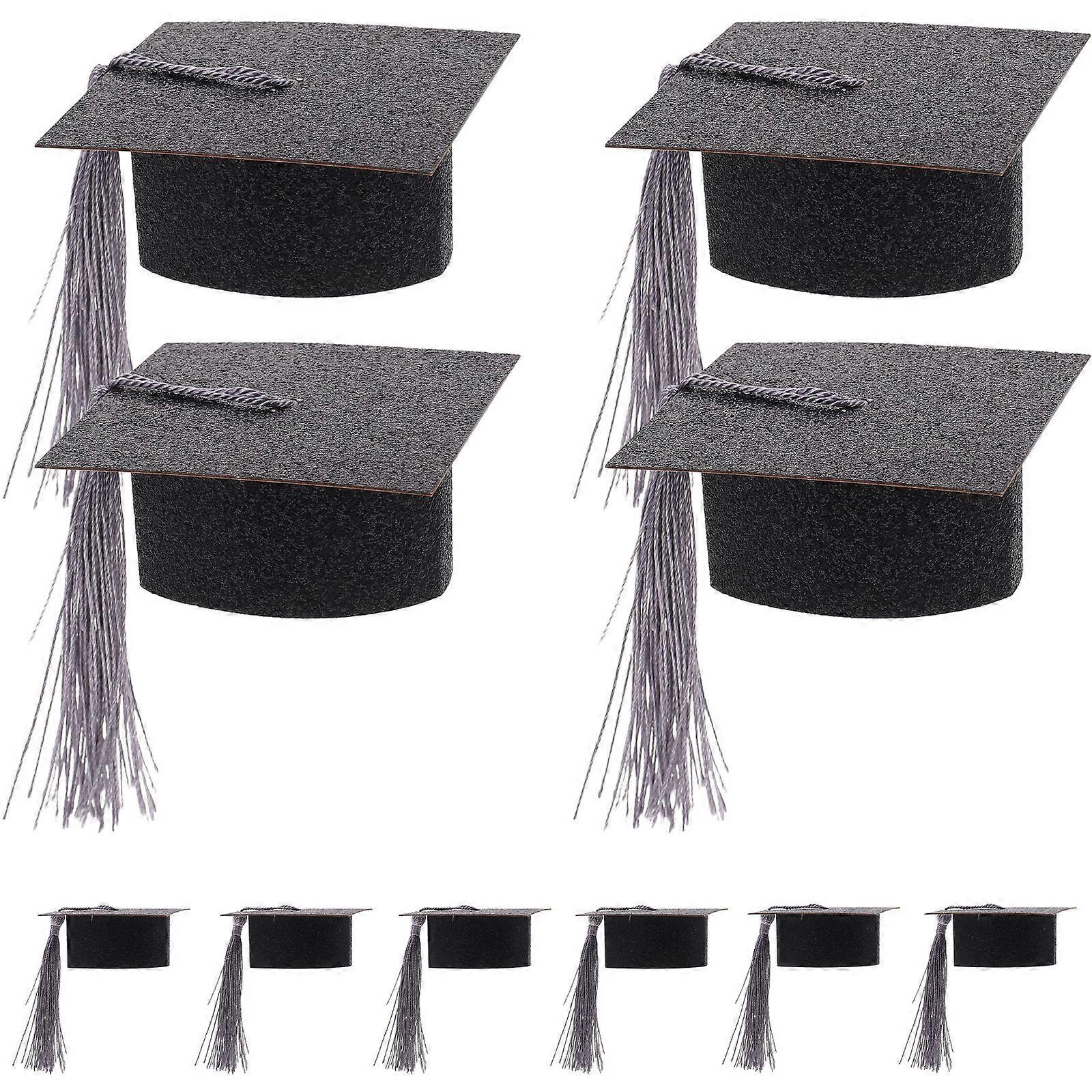 Black Mini Graduation Cap Goblet Cover for Decor 20Pcs Set
