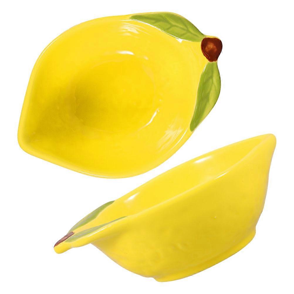 Yellow Ceramic Lemon Tableware for Dessert Serving with 1Set Fruit Bowls